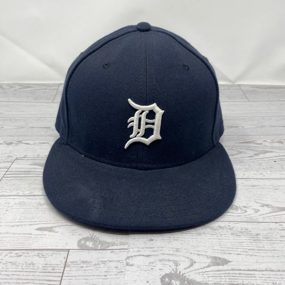 Detroit Tigers New Era 59FIFTY Fitted‎ Baseball Cap Navy Blue Size 7 3/8